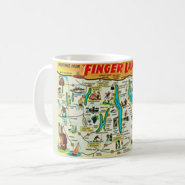 Tasse avec carte des Finger Lakes de NY (Devant gauche)