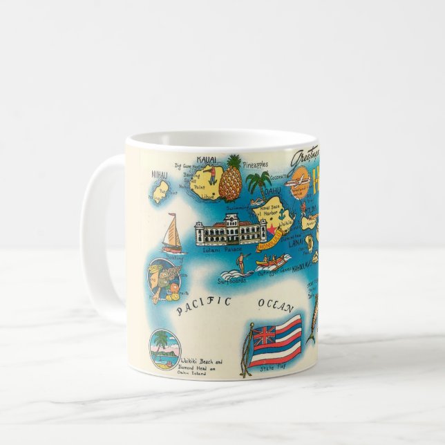 Tasse avec carte d'Hawaii (Devant gauche)
