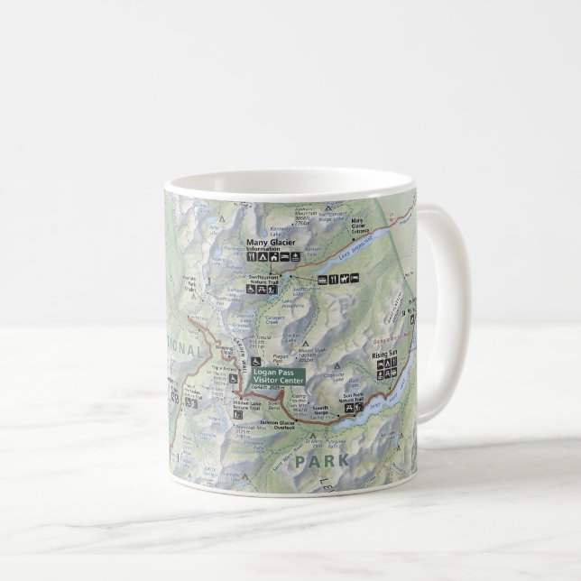 Tasse avec carte du parc national de Glacier (Devant droit)