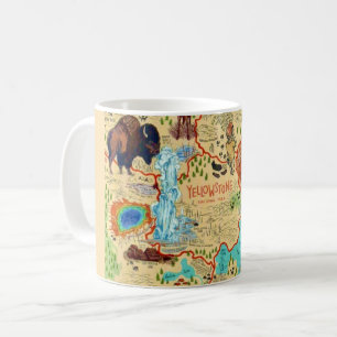 Tasse avec carte illustrée de Yellowstone