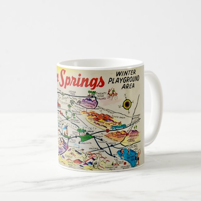 Tasse avec carte rétro de Palm Springs (Devant droit)