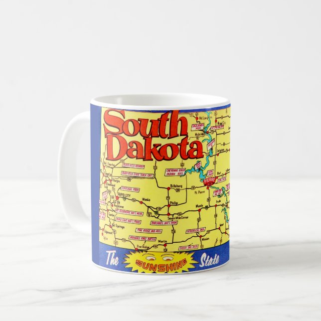 Tasse avec carte rétro du Dakota du Sud (Devant gauche)