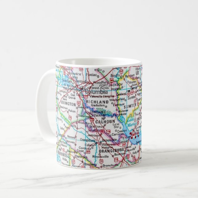 Tasse avec carte routière de Caroline du Sud (Devant gauche)