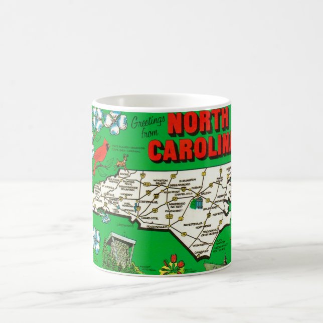 Tasse avec carte verte de Caroline du Nord (Centre)