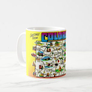 Tasse avec carte vintage colorée du Colorado