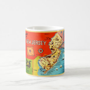 Tasse avec carte vintage colorée du New Jersey