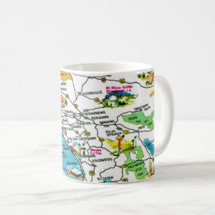 Tasse avec carte vintage de Californie du Sud