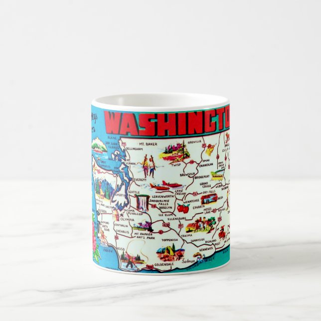 Tasse avec carte vintage de Washington (Centre)