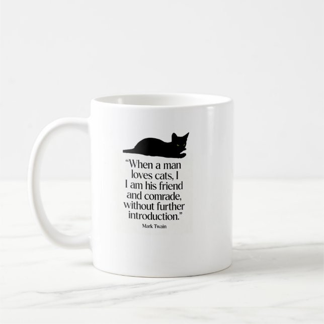 Tasse avec citation de chat de Mark Twain (Gauche)
