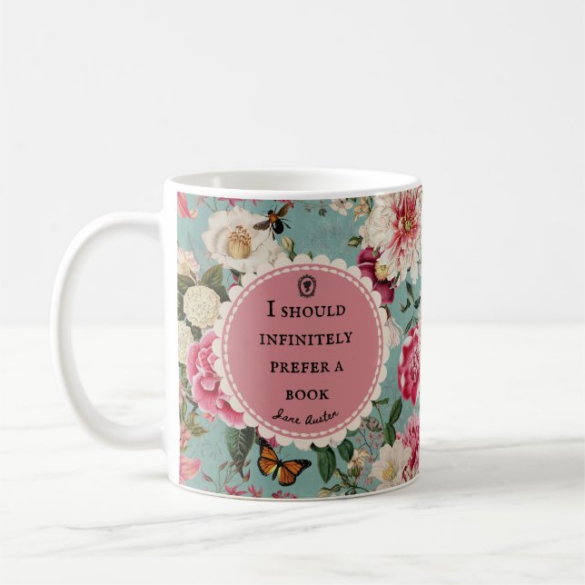 Tasse avec citation de livre de Jane Austen (Gauche)