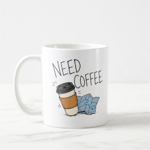 Tasse avec citation drôle de voyage sur le café