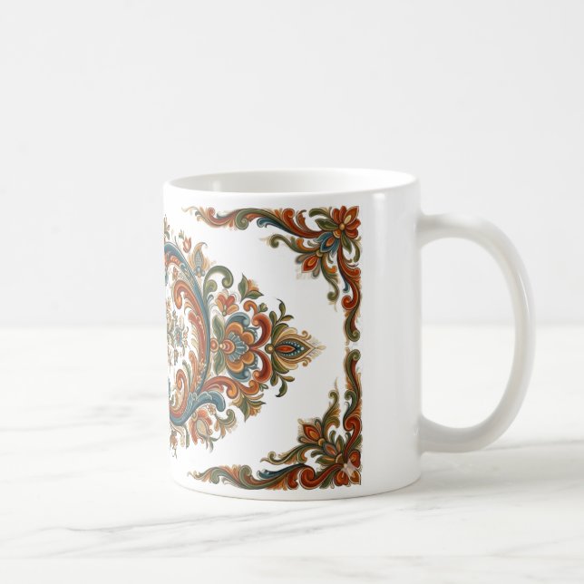 Tasse avec décoration florale de style Rosemaling  (Droite)