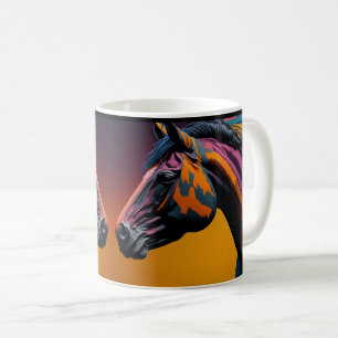 Tasse avec design de cheval, œuvre d'art rustique