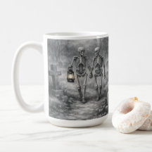 Tasse avec dessin au crayon Scène de cimetière Ens