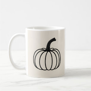 Tasse avec dessin minimaliste de citrouille en lig