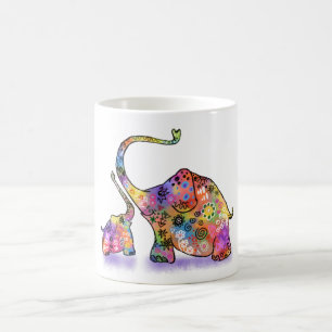 Tasse avec éléphants mignons