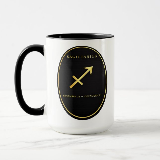 Tasse avec emblème ovale doré du zodiaque Sagittai (Gauche)