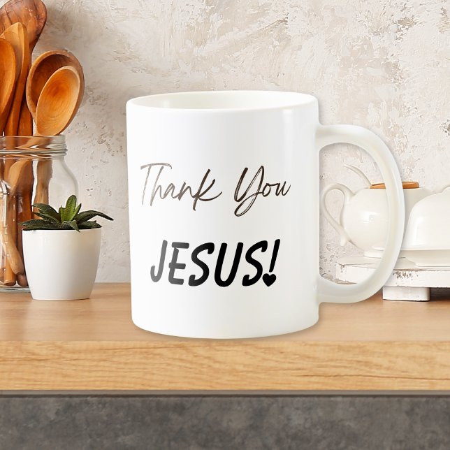 Tasse avec exclamation de cœur Merci Jésus (Thank You Jesus Exclamation Heart Mug)