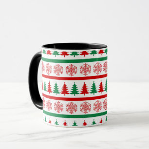 Tasse avec flocons de neige et arbres de Noël impr