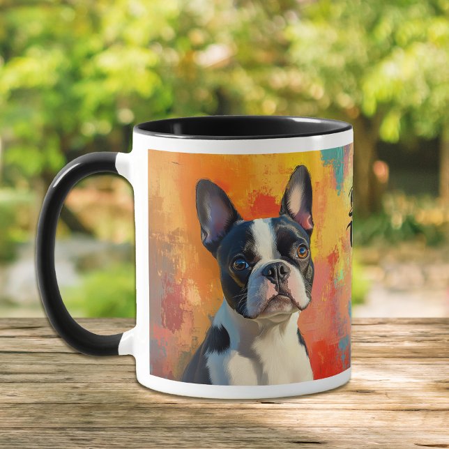 Tasse avec fond abstrait et portrait de Terrier de (Créateur téléchargé)