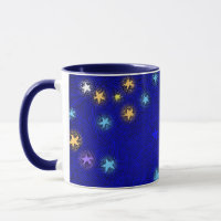 Tasse avec gravure vintage étoiles colorées