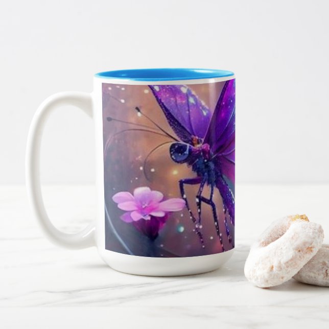 Tasse avec jolie papillon violet" (Avec donut)