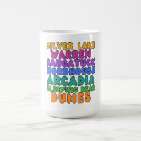 Tasse avec lettres bulles arc-en-ciel des dunes de