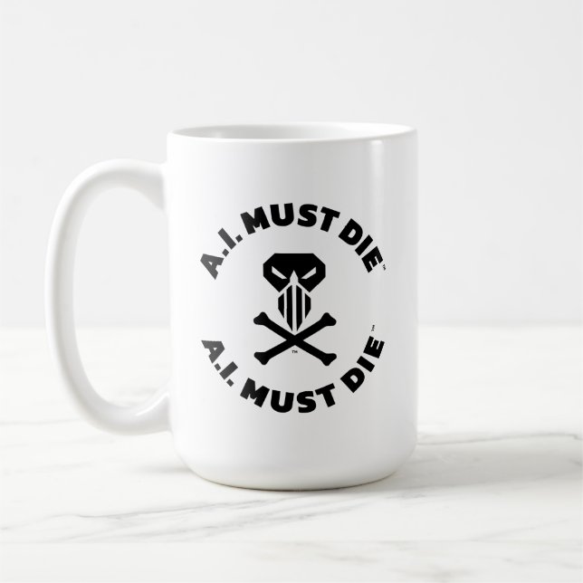 Tasse avec logo A.I. Must Die™ (Police Gras) (Gauche)