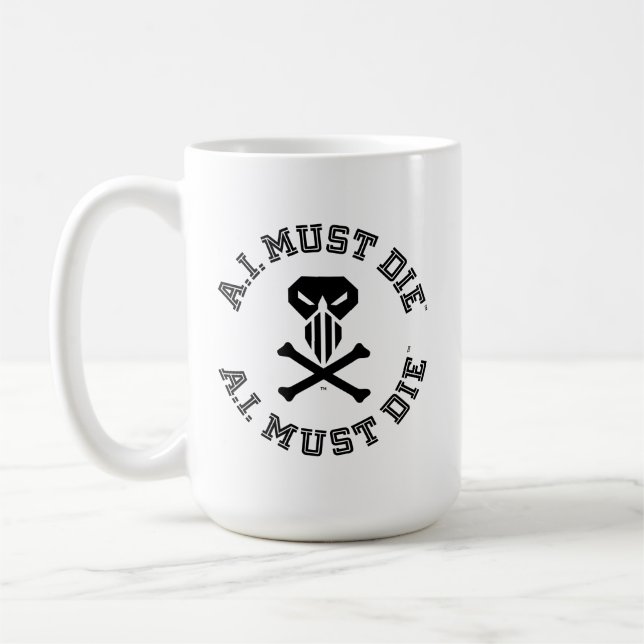 Tasse avec logo A.I. Must Die™ (Police universitai (Gauche)