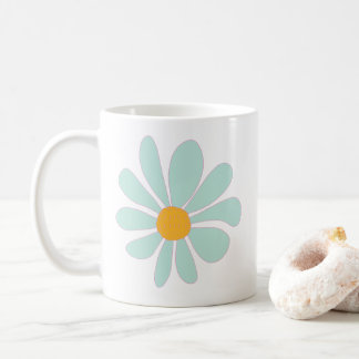 tasse avec marguerite dessinée à la main vert past