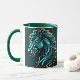 Tasse avec motif de cheval, œuvre d'art rustique d