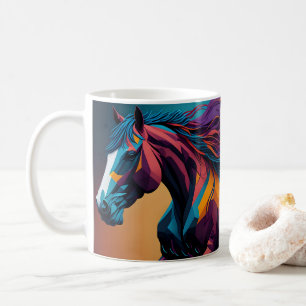Tasse avec motif de cheval, œuvre d'art rustique d