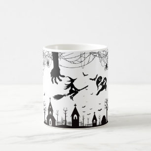 Tasse avec motif de sorcière et de chauves-souris 