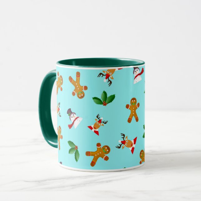 Tasse avec motif mignon et seamless de Noël (Devant gauche)
