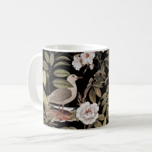 Tasse avec motif vintage de tissu oiseaux et fleur