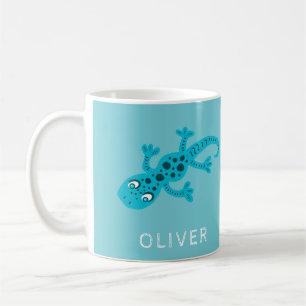 Tasse avec nom de lézard Gecko bleu mignon pour le