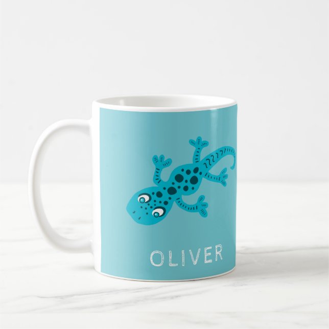 Tasse avec nom de lézard Gecko bleu mignon pour le (Gauche)