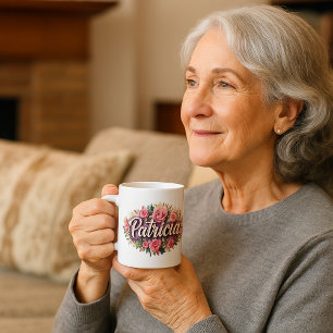 Tasse avec nom floral Patricia – Fleurs de pivoine