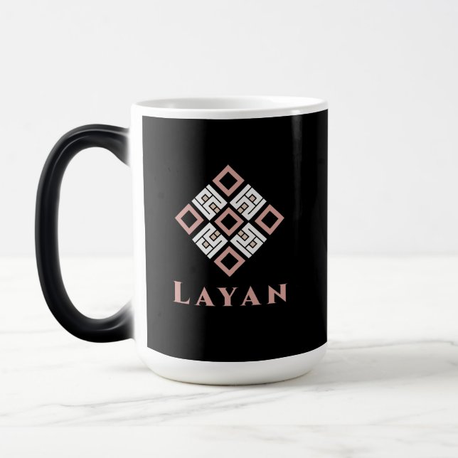 Tasse avec nom LAYAN | Motif géométrique Kufic mod (Gauche)