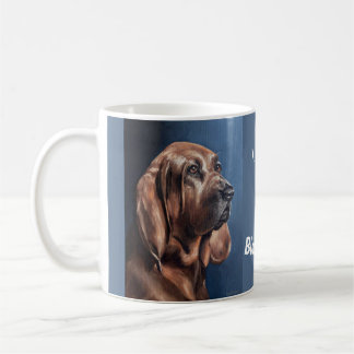 Tasse avec peinture à l'huile d'un Bloodhound marr