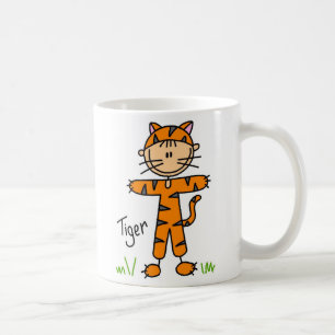 Tasse avec personnage en bâton en costume de tigre