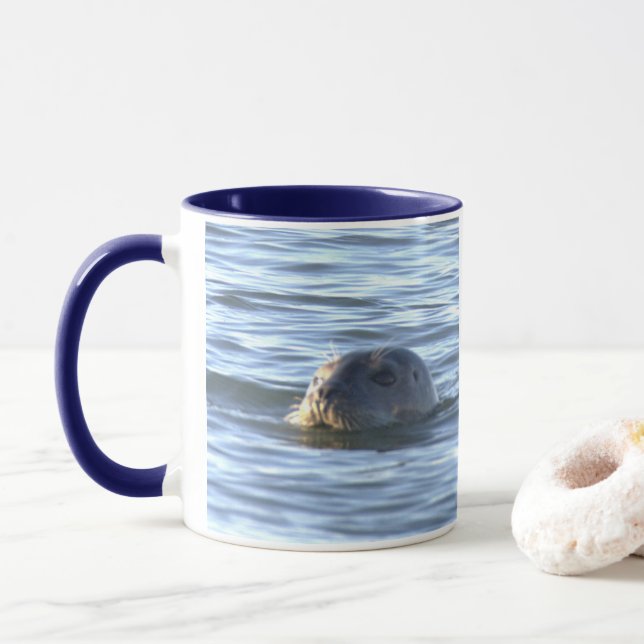 Tasse avec photo de phoque (Avec donut)