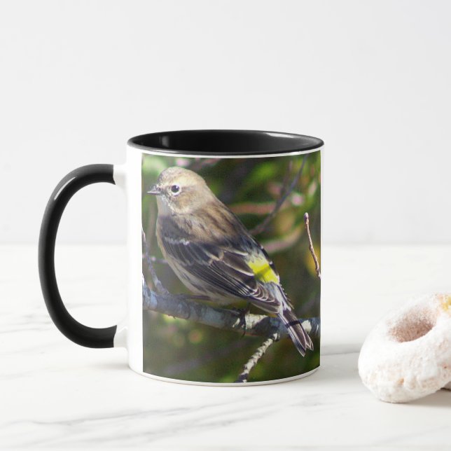 Tasse avec photo d'oiseau paruline (Avec donut)