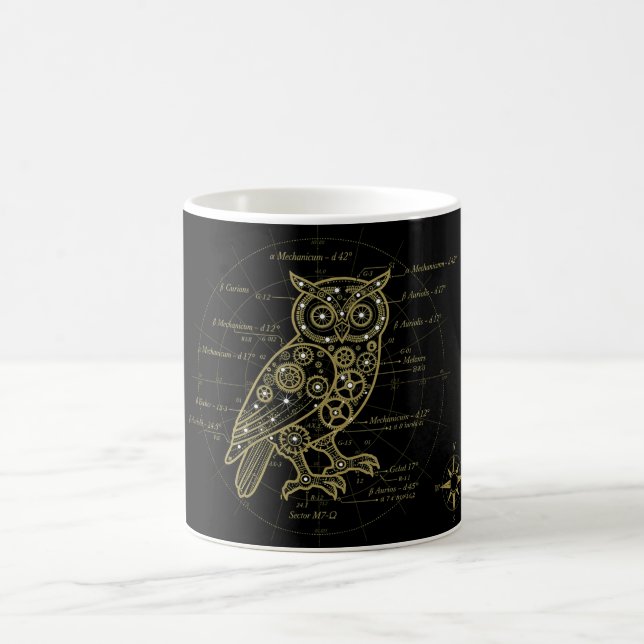 Tasse avec plan de chouette Steampunk | A mécaniqu (Centre)