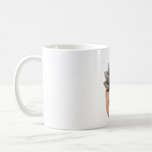 Tasse avec plante grasse kawaii d'intérieur