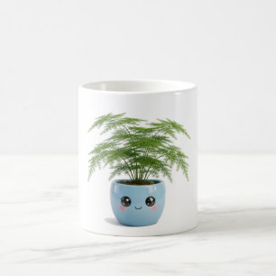 Tasse avec plante intérieure Kawaii Asparagus Fern