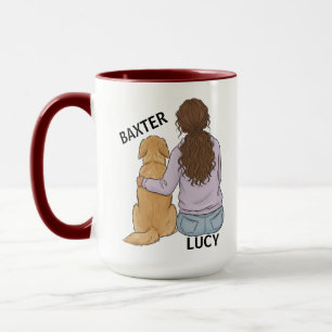 Tasse avec portrait personnalisé de femme et anima