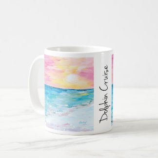 Tasse avec tableau de croisière dauphin au coucher