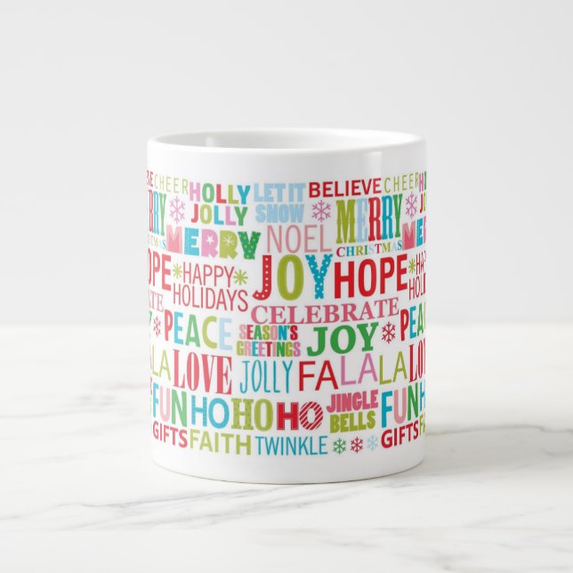Tasse avec typographie de Noël vibrante (Devant)
