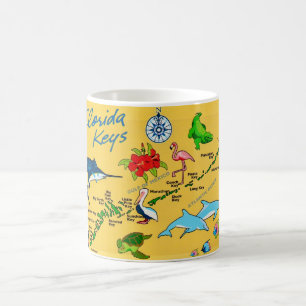 Tasse avec une carte colorée des Keys de Floride